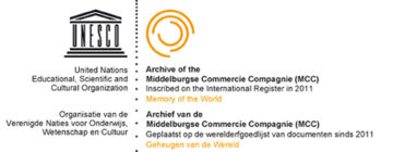 logo van de vermelding van het archief van de MCC in het Memory of the World Register van de UNESCO